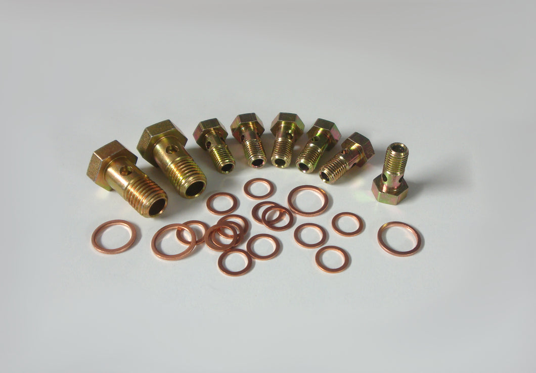 Hohlschrauben Set gelb verzinkt für BMW 320i E21 520i E12 | Banjo Bolt Set